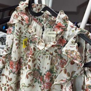 Max Studio Cold Shoulder Floral Blouse